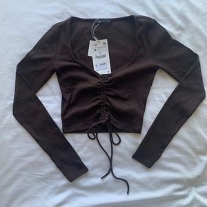 Zara brown crop top